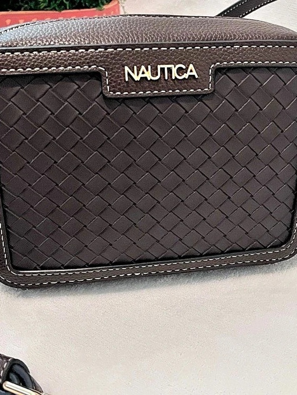 Nautica Woven Crossbody Bag Brown & Black NWT